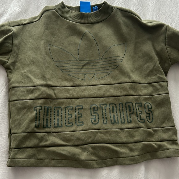 Adidas Three Stripe Cropped Sweatshirt - Picture 6 of 7